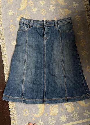 Vintage zara джинсова спідниця міді а-силуету, y2k