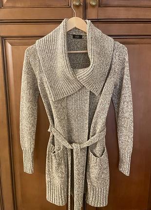 Жіночий кардиган h&m сірий з поясом