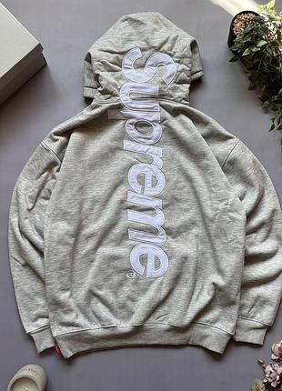 Supreme худі сірий та чорний