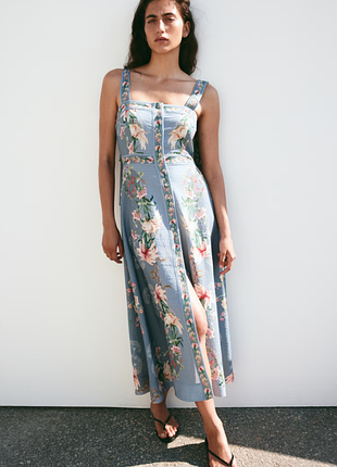 Платье из вискозной смеси с завязками h&amp;m размеры 36 38 40 42 (1361336003)