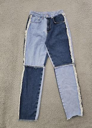 Двоколірні жіночі джинси ragged jeans, синій, s, туреччина