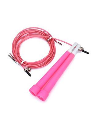 Скакалка швидкісна ms 3765(pink) 290 см, ручка пластик, мотузка гума+метал