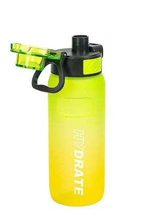Бутылка для воды 2501-sp(green-yellow) с поильником и кнопкой, 800 мл