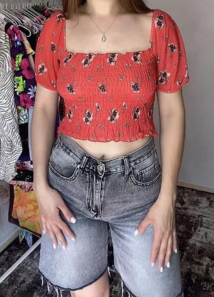 River island кроп топ сітка резинка кроп блуза топик блузка