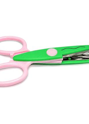 Ножиці дитячі "craft" 1606a (green-pink) з фігурним лезом
