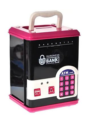 Детская копилка-сейф wf-3015h(pink) музыка, свет, пароль, имитация отпечатка