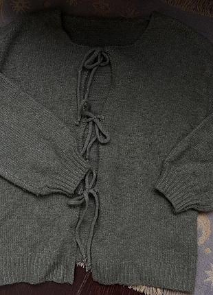 Кардиган shein на зав’язках / tie front cardigan / sage green