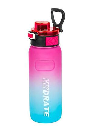 Бутылка для воды 2501-sp(pink-blue) с поильником и кнопкой, 800 мл