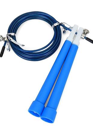 Скакалка швидкісна ms 3765(blue) 290 см, ручка пластик, мотузка гума+метал