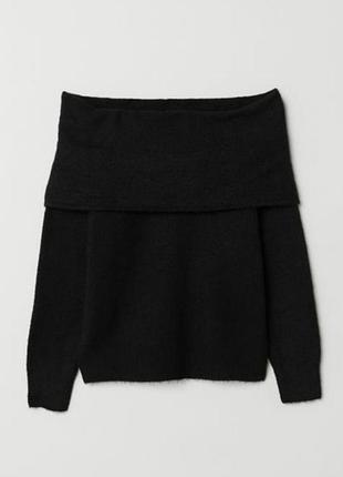 Чорний светр h&m з широким коміром / off shoulder sweater m