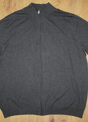 Мужская серая кофта на молнии джемпер кардиган лонгслив by very xxl-3xl