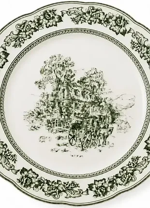 Набор 6 фарфоровых тарелок "heritage toile green" ø22см, зеленый орнамент