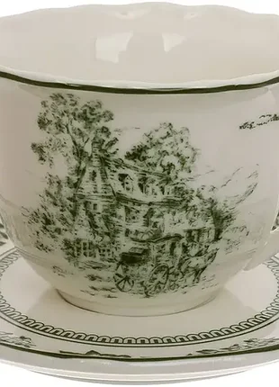 Чайный фарфоровой сервиз "heritage toile green" 6 чашек 320мл с блюдцами