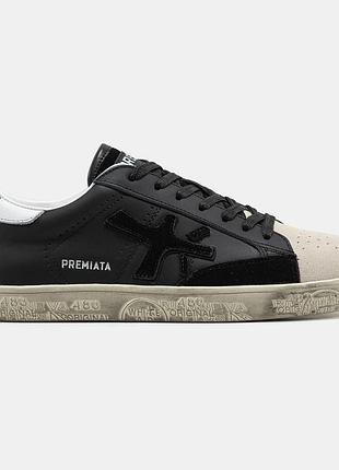 Чорні чоловічі кросівки premiata steven black beige х преміата 44