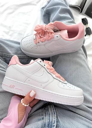 Жіночі білі кросівки nike air force 1 low white pink х ейр форс 38