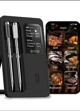 Беспроводной термометр для мяса bfour 2 щупы bluetooth smart гриль духовка