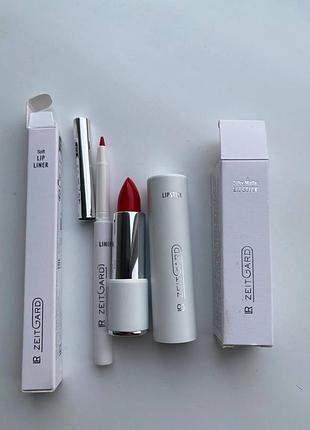 Червона  шовкова помада + олівець для губ lr zeitgard silky matte lipstick