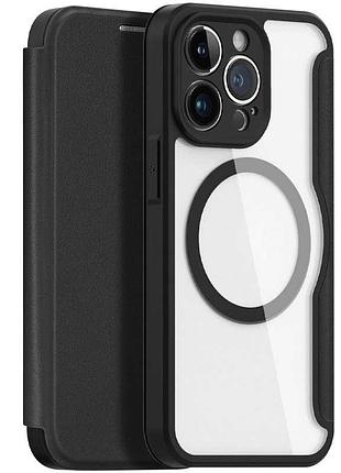 Чехол dux ducis skin x pro with magsafe для iphone 15 pro max книжка с карманом для визиток айфон 15 про макс black