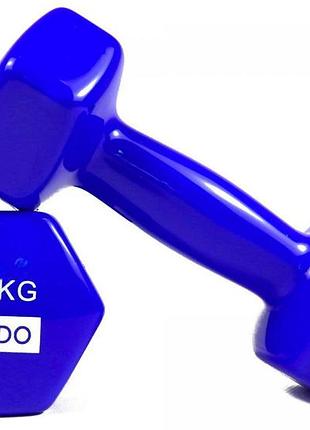 Гантели для фитнеса с виниловым покрытием 2шт godo gd-3.0bl