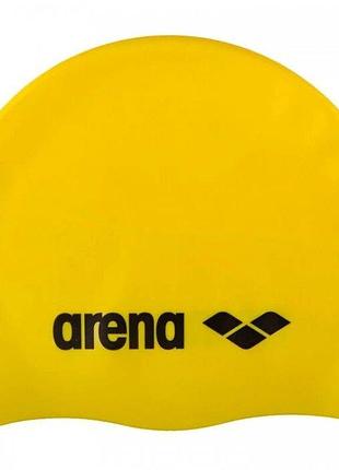 Шапка для плавания arena classic silicone jr желтый, черный дет osfm 91670-035 (оriгинал)