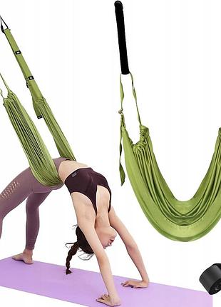 Гамак для йоги с креплением на дверь air yoga rope lt-2090 зеленый