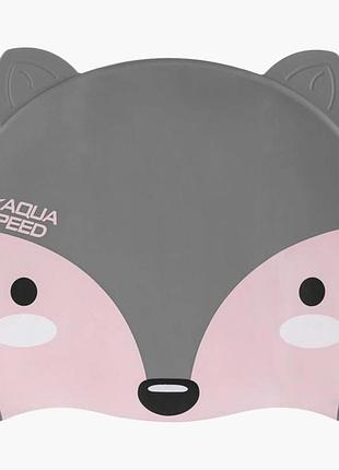 Шапочка для плавания aqua speed zoo fox, детская, серая 115-26 (орригинал)