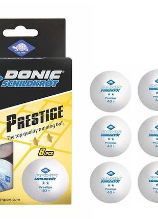 Шарики для настольного тенниса 6 штук donic prestige 2* 40+