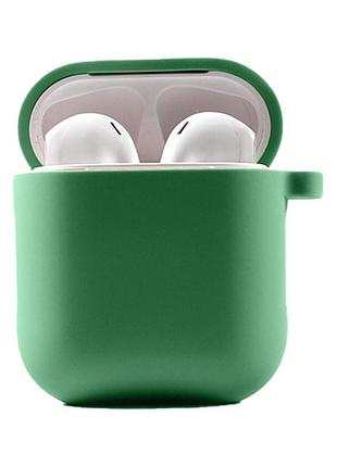 Силиконовый футляр с микрофиброй для наушников airpods 1/2 зеленый / spearmint
