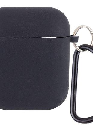 Силиконовый футляр с микрофиброй для наушников airpods 1/2 черный / black