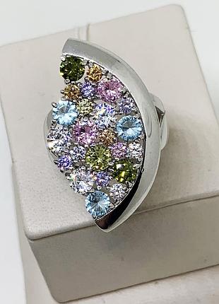 Кольцо серебряное с фианитом "авангард" 19 6,38 г