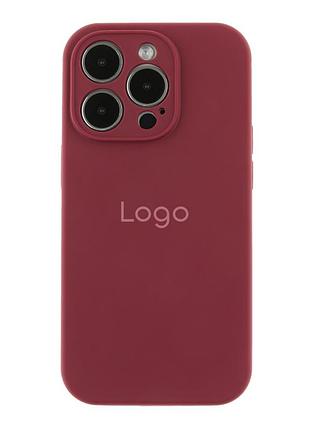 Чехол silicone case full с защитой камеры для iphone 14 pro max plum