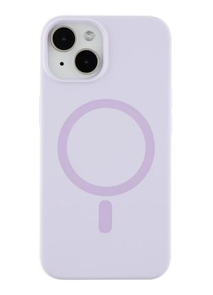 Чехол накладка glow silicone case with magsafe для apple iphone 14 панель-накладка для телефона магнитная зарядка light purple