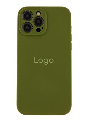 Чохол silicone case full із захистом камери для iphone 13 pro max army green