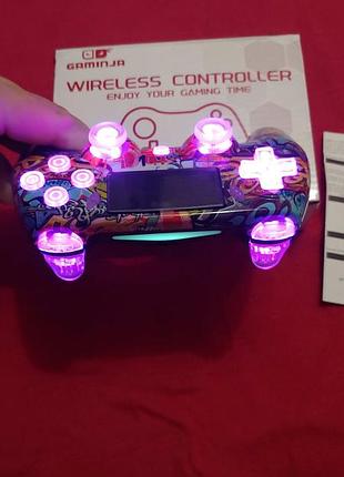 Геймпад gaminja bluetooth на ps4, ps3, pc, ios и android (800 mah, с подсветкой, сенсором и вибрацией) новый