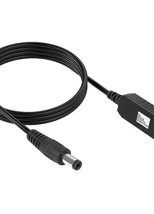 Кабель питания для роутера/модема usb-dc (2.1x5.5mm) с преобразователем до 12v in box (1m) black