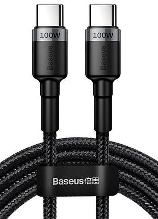 Дата кабель baseus cafule type-c to type-c pd2.0 100w (2m) (catklf-al) gray / black