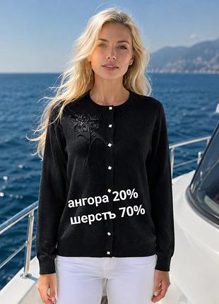 Анпоровий вовняний кардиган кофта з вишивкою