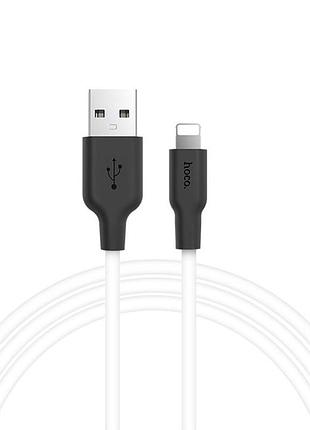 Дата кабель hoco x21 plus silicone lightning cable (1m) black_white
