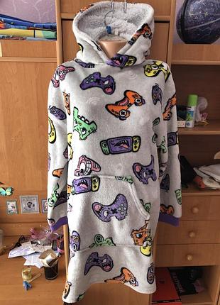 Меховушка, плюшева туника, кофта, худи, l/xl. 146-170 слип, пижама
