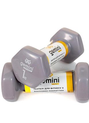 Гантели gemini sport для фитнеса с виниловым покрытием 2шт по 1.0кг gsd-1.0gray