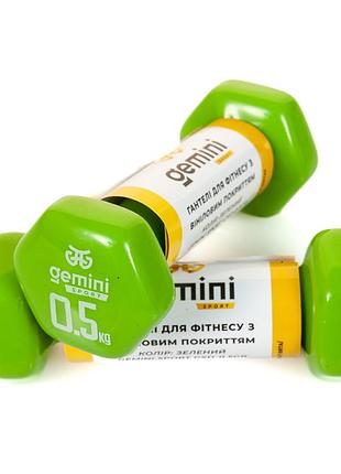 Гантели gemini sport для фитнеса с виниловым покрытием 2шт по 0.5кг gsd-0.5gr