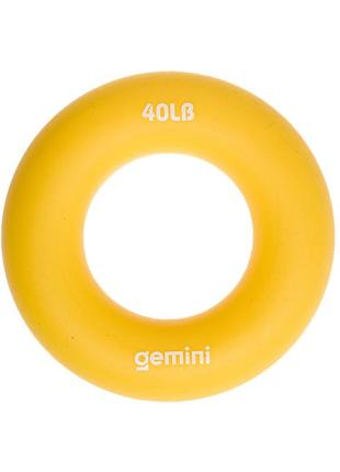 Эспандер кистевой кольцо силикон gemini gi-3994-40lb нагрузка 18кг желтый