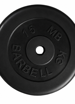 Диск обрезиненный sls gym barbel 15 кг, посадочный диаметр 26 мм, черный 21091