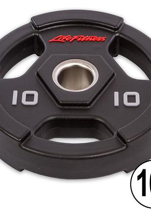 Диски для штанги полиуретановые life fitness gc-80154-10 51мм 10кг черный