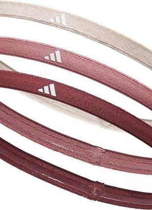 Повязки на голову adidas hairbands 3pk бордовый, розовый, бежевый one size adac-16208 (оriгинал)