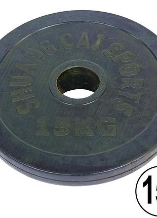 Блины (диски) резиновые 15кг 52мм черный ga-1448-15