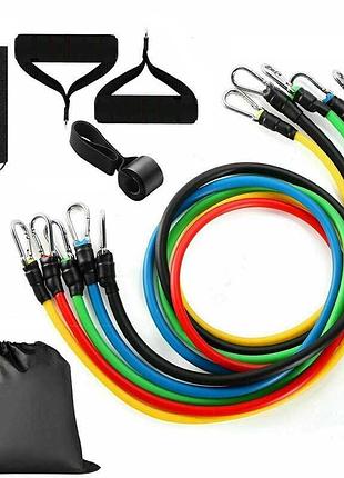 Эспандер трубчатый, набор из 5 жгутов power band g-8502 комплект длина 120см разные цвета в комплекте