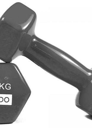 Гантели для фитнеса с виниловым покрытием 2шт godo gd-3.0grey