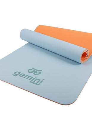 Коврик для фитнеса и йоги gemini sport tpe+tc 6мм ge-60029