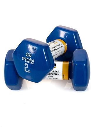 Гантели gemini sport для фитнеса с виниловым покрытием 2шт по 2.0кг gsd-2.0bl